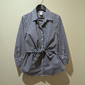 Altuzarra for J Crew Odette Navy Gingham Blouse Size 4
